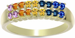  Arannyal Bevont Ezüst Gyűrű Szivárvány Zafírral, Y62002/57