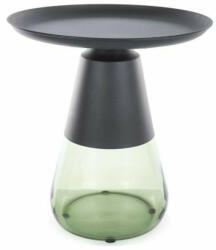 Signal Tiffany Modern Kerek Fém-Üveg Dohányzóasztal Matt Fekete-Zöld (TIFFANYACZFI50)