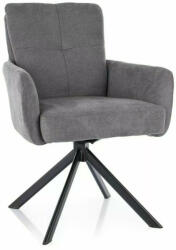 SIGNAL MEBLE Basil Vardo Forgó Szék Szürke Szövet Fekete Fém Vázzal Auto-Return Funkcióval (BASILVACSZ)