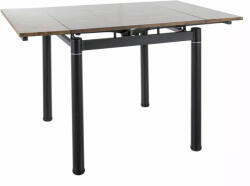 SIGNAL MEBLE GD082 Vintage Dió Kihúzható Étkezőasztal Fekete Fém Vázzal