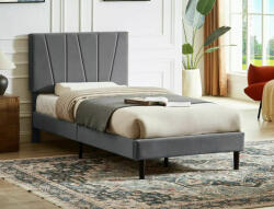 SIGNAL MEBLE Savana Velvet Bársony Egyszemélyes Ágy Szürke Bordázott Fejvéggel (SAVANAV90SZ)