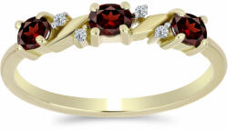  Arannyal Bevont Ezüst Gyűrű Barton Gránáttal és Fehér Topázzal, Y62498/57