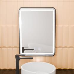  Téglalap alakú LED tükör, 50x70cm, EDGE Touch, páramentesítő rendszer, fekete keret