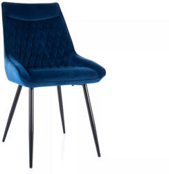 SIGNAL MEBLE Agat Velvet Luxus Étkezőszék Kék Bársony Fekete Fém Vázzal