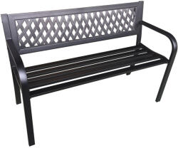 Akord Kalia Fém-Műanyag Kerti Pad Fekete Rácsos Háttámlával