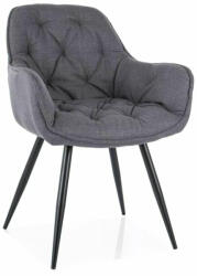 SIGNAL MEBLE Cherry Bjorn Tűzött Szürke Étkezőszék Fekete Fém Lábakkal