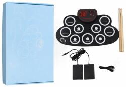  Elektroniczny zestaw perkusyjny, silikonowy, czarny, wbudowany akumulator