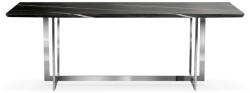 ATREVE MARBLE Kompozit Étkezőasztal 180 Fekete Márvány Ezüst Lábakkal