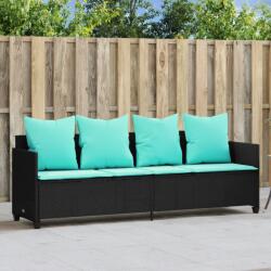 vidaXL fekete polyrattan napozóágy párnával (368352)