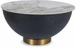 Signal Cyprus Luxus Kerek Dohányzóasztal Kerámia Márvány-Fehér Arany Díszítéssel