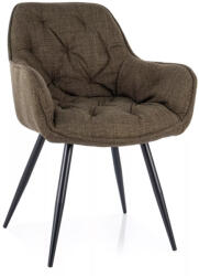 SIGNAL MEBLE Cherry Bjorn Tűzött Olívazöld Szövet Étkezőszék Fekete Fém Lábakkal