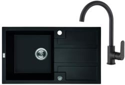 Laveo BARBADOS csepptálcás szett álló csappal, matt fekete (OPSRB_711BL)