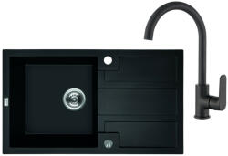 Laveo BARBADOS csepptálcás szett álló csappal, matt fekete (SRB_711BL) - watermarkt