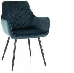 SIGNAL MEBLE Fig Velvet Bársony Étkezőszék Zöld Geometrikus Varrással
