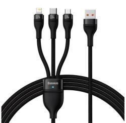 Baseus Flash Series Ii Adatkábel 3in1 Usb - Type-C/Lightning/Microusb, 120cm, Fekete