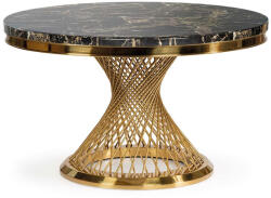 ATREVE Romance Fekete Márvány Étkezőasztal Arany Spirál Lábbal