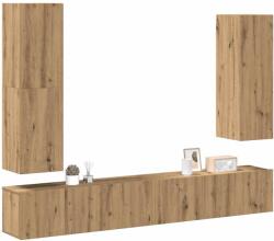 vidaXL 4 részes kézműves tölgy színű szerelt fa fali TV-szekrényszett (3329154)