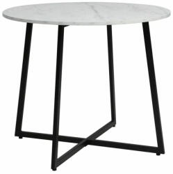 SIGNAL MEBLE Luna Kerek Étkezőasztal Márvány Hatású Laminált Fehér Lappal és Fekete Fém Vázzal