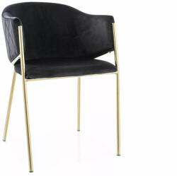 SIGNAL MEBLE Bono Velvet Luxus Bársony Étkezőszék Fekete-Arany Fém Vázzal
