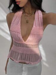 Shein Világos Rózsaszín Open Back Felső (M)