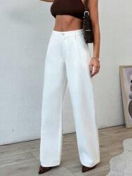 Shein Krémszínű Egyenes Farmernadrág (34)