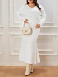 Shein Ekrü Kötött Szoknya Pulóver Szett (0XL)