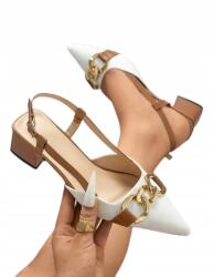 Shein Fehér Női Félcipő Csattal És Dekoratív Lánccal 38 1KC (sx2311131901409990)