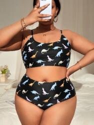 Shein Fekete Mintás Fürdőruha (2XL)