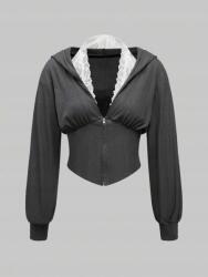 Shein Grafit Csipkés Felső Szett (XL) (581930)