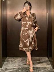 Dazy Barna szatén MIDI Ruha mintás (M)