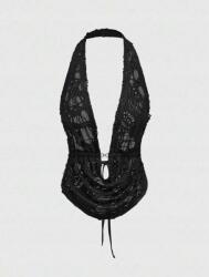 Romwe Fekete Nyitott Hátú Felső (1XL)