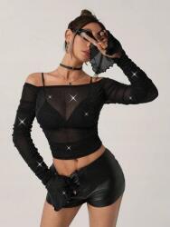 Shein Fekete Áttetsző Felső (M)