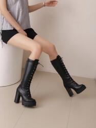 Shein Fekete Fűzött Csizma (35, 5) (603225)