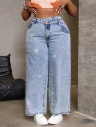 Shein Kék Egyenes Szabású Farmer Női Gyöngyökkel (4XL)