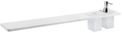 SAPHO ABELINE rockstone polc 800x12x100 mm pohárral és szappanadagolóval, matt fehér / króm AE802-0101-02 (AE802-0101-02)