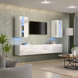 Intenso Concept-21 nappali faliszekrény sor - 240 cm (magasfényű fehér) - miniwebshop