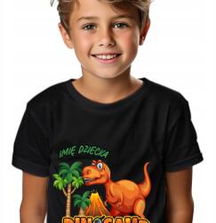 MALFINI Gyerek Póló Dinoszaurusz Saját Név Ajándék Minták Fekete 164cm (Koszulka DZIECI Dinozaury)