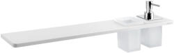 SAPHO ABELINE rockstone polc 600x12x100 mm pohárral és szappanadagolóval, matt fehér / króm AE602-0101-02 (AE602-0101-02)