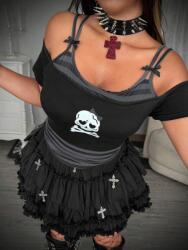 Shein Fekete Póló Cold Shoulder Nyomtatás (3XL)