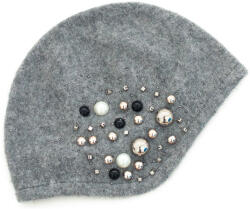 Szaleo Női gyapjú sapka Lány Gyöngy elegáns, téli szürke (cz15541)