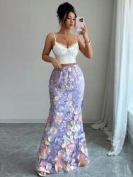 Shein Lila Virágos Maxi Szoknya (M)