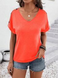 Shein Narancssárga Póló Dekoratív Gombokkal (M)