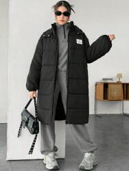 Shein Fekete Pihe-puha Hosszabb Kabát (16L)