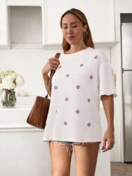 Shein Fehér Póló Oversize Hímzéssel (M)