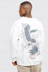 Boohooman M0D108 Mintás Fehér Sport Pulóver Boohooman L