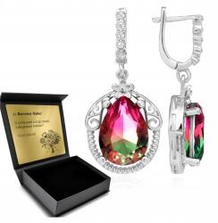 Ottomania Ezüst Fülbevaló 925 Turmalin Görögdinnye Ékszer Női Gravírozás Ajándék (R181k)