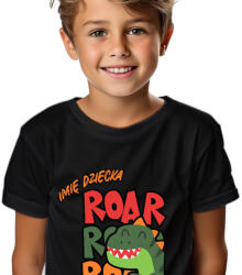 MALFINI Gyerek Póló Roar Dino Saját Név Ajándék Minták Fekete 164cm (Koszulka DZIECI Dinozaury)