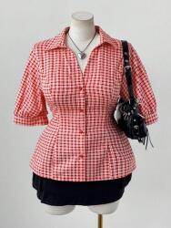 Shein Kockás Rövid Ujjú Ing (3XL)