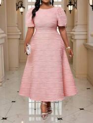 Shein Rózsaszín Texturált MIDI Ruha (1XL)