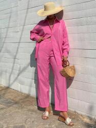 Shein Rózsaszín Nadrág Szett Ing (L)